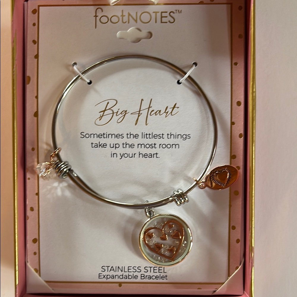 Footnotes Stainless Steel Bracelet with Heart Charm